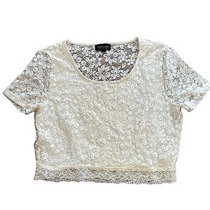 Topshop Cream Lace overlay Crop Top
